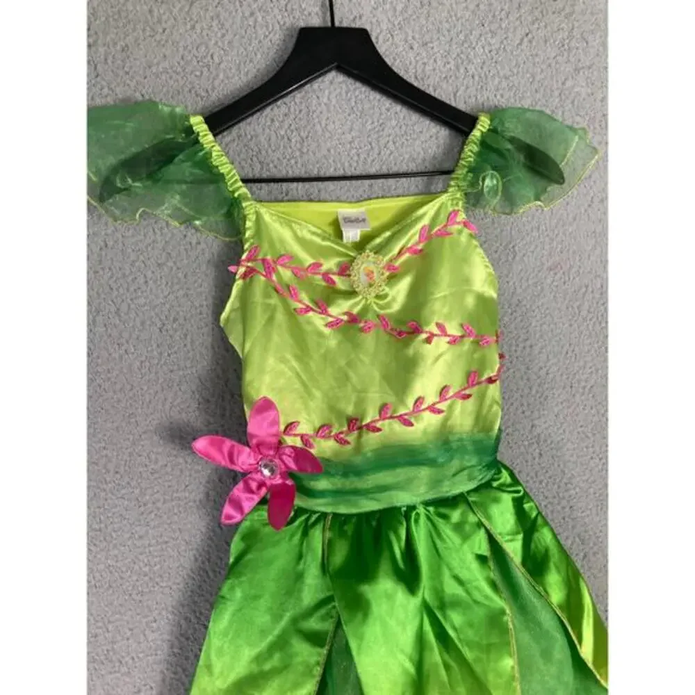Disney Tinker Bell Green Fairy Costume Dress Girls Medium Party Princess Outfit - Picture 6 of 11